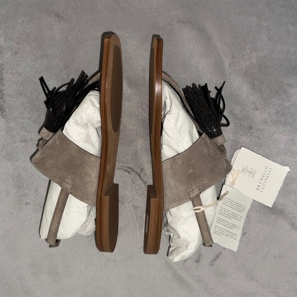 Brunello Cucinelli Suede Sandals with Precious Tassel - Picture 10 of 14